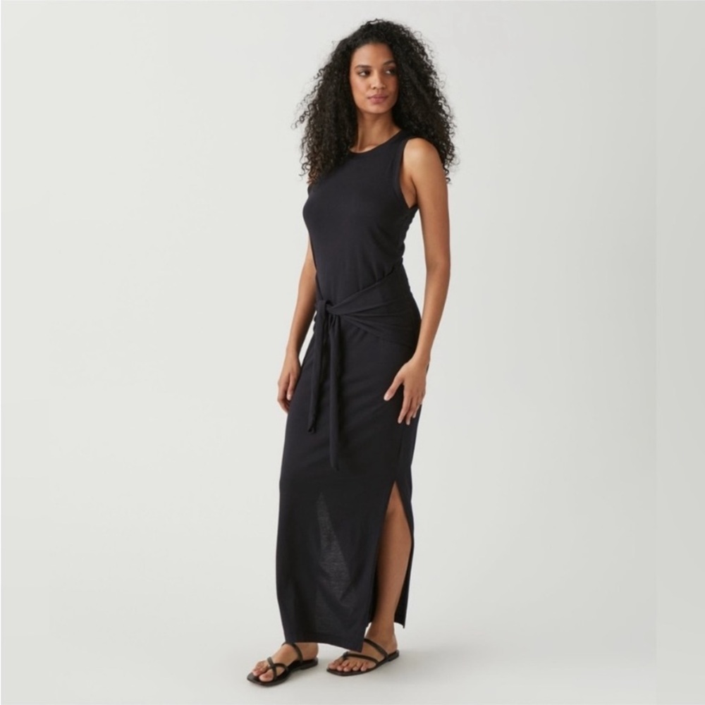 Michael Stars Solange Black Tie Maxi Dress small Contemporary Resort Lounge